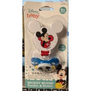 Disney Baby - Mickey Mouse Pacifier and Holder set- Brand new in package - Blue